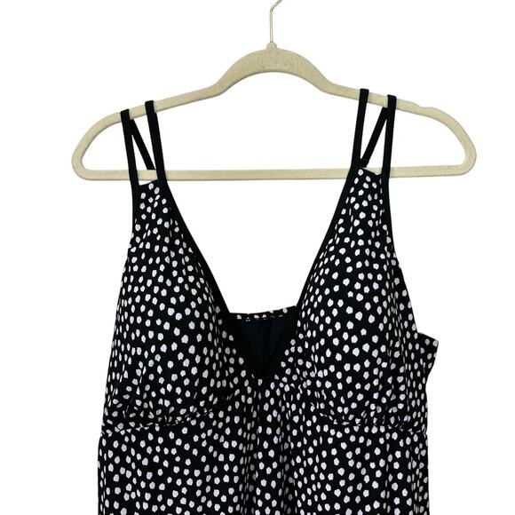 Trimshaper One Piece‎ Swimsuit Polka Dot Black White Skirt Bottom Womens 24W - Picture 10 of 10